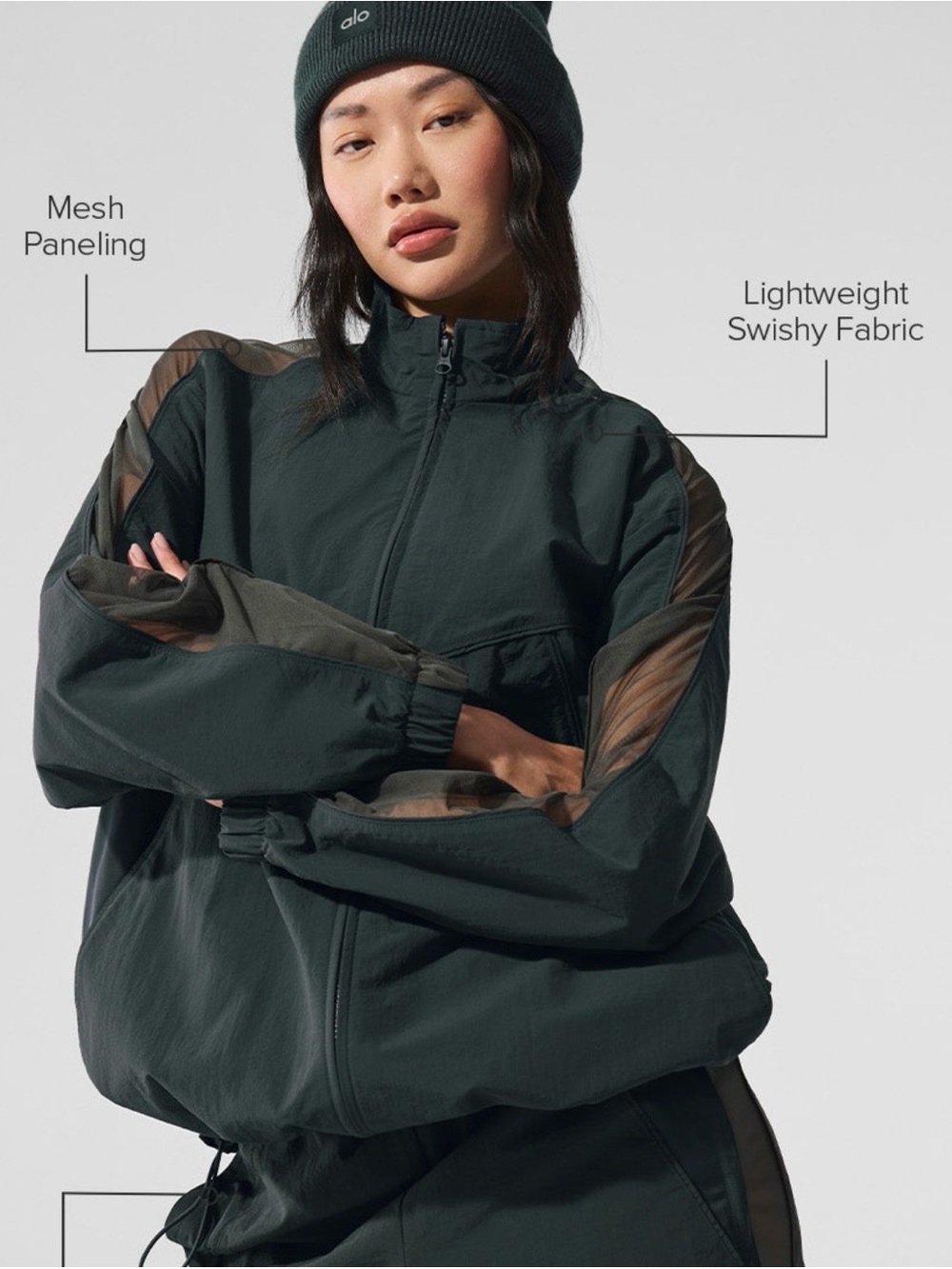 ALO Origin Full Zip Track Jacket Green Size XS